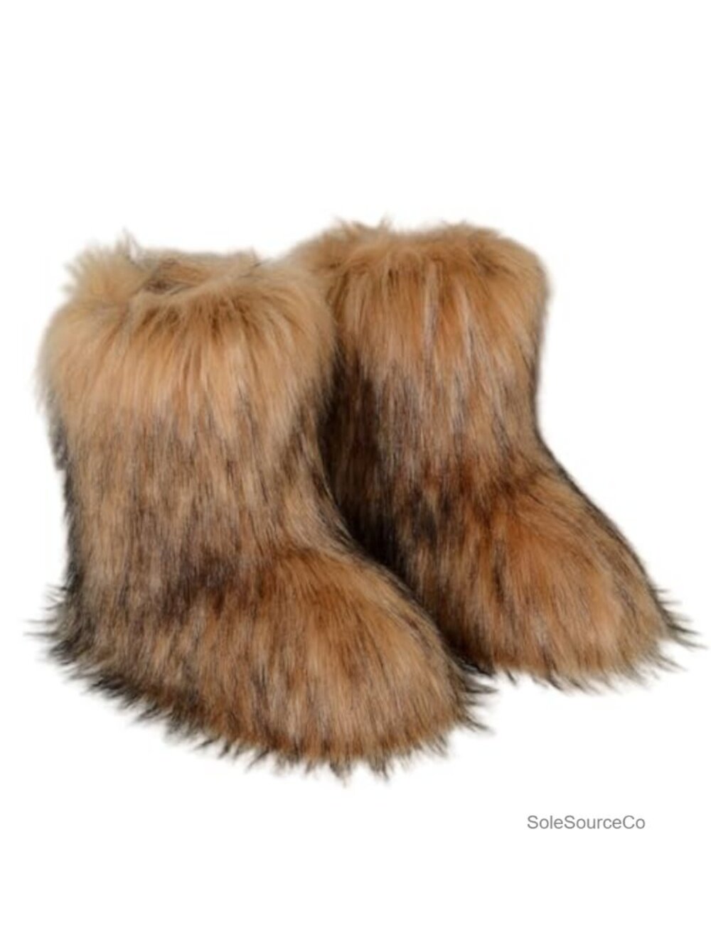 Faux Fur Mid Calf Snow Boots Fuzzy Flat Winter Warm Shoes